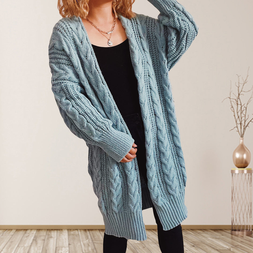 Damen Grobstrickjacke mit voluminösen Ärmeln und strukturiertem Design Drune