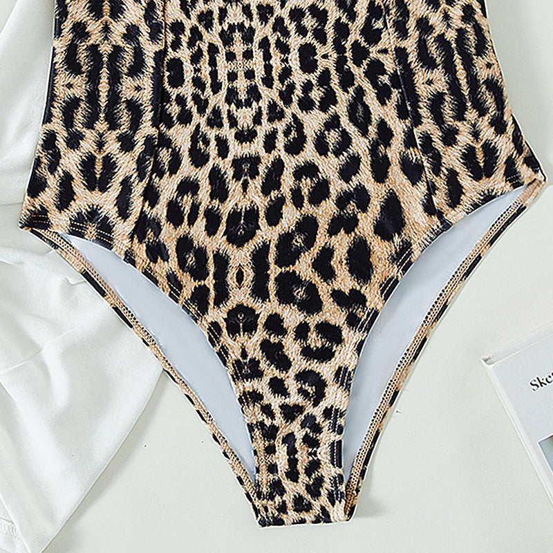 Damen Einteiler Badeanzug mit schickem Leopardenmuster Drune