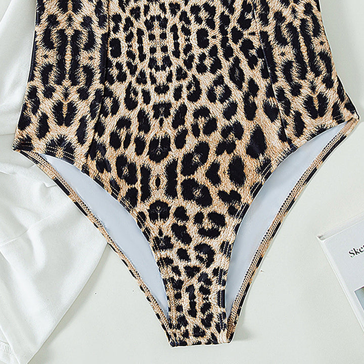 Damen Einteiler Badeanzug mit schickem Leopardenmuster Drune