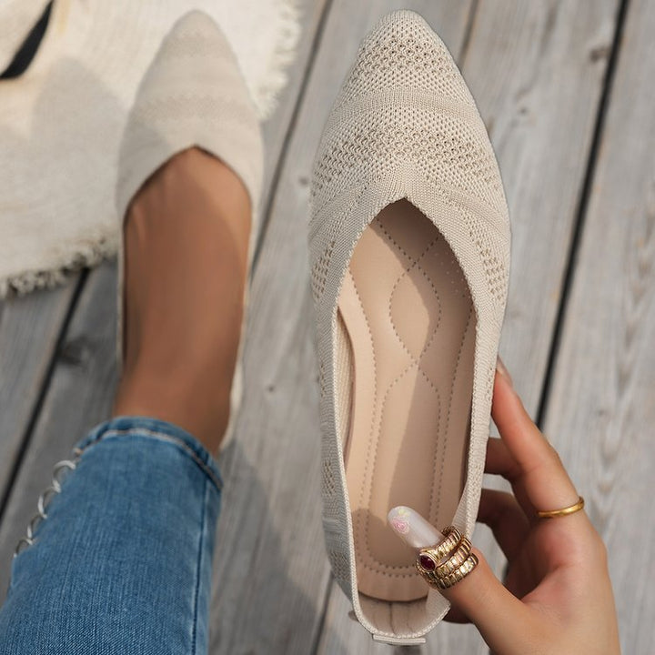 Damen Spitzer Ballerinas aus atmungsaktivem Strickmaterial mit flexibler Sohle Drune