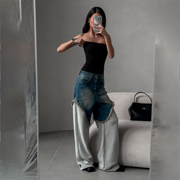 Damen Oversized Jeans mit einzigartigen Fransen-Details und modernem Schnitt Drune