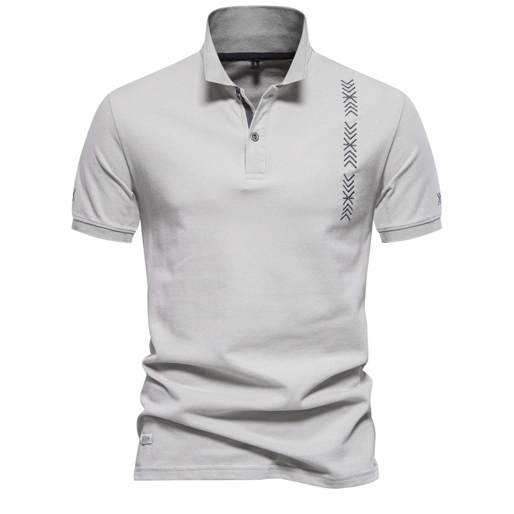 Herren nan legeres Polo mit kurzer Knopfleiste, gesticktem Pfeilmotiv-Panel und Stehkragen Drune