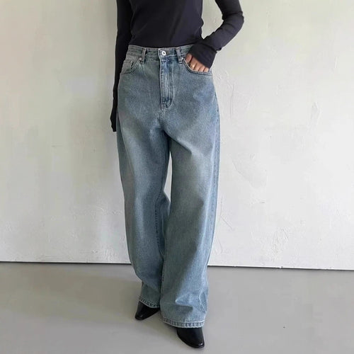 Damen Weite Jeans mit hohem Bund und lässigem Schnitt Drune