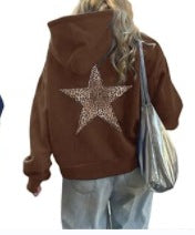 Damen Kapuzenpullover mit auffälligem Leopardenstern-Design Drune
