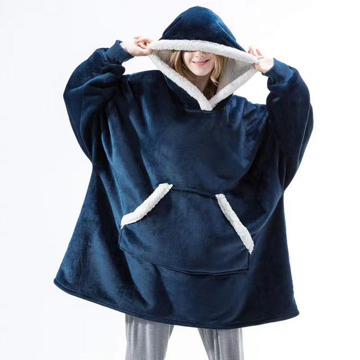 Damen Gemütlicher Hoodie-Poncho mit weichem Futter und praktischen Taschen Drune