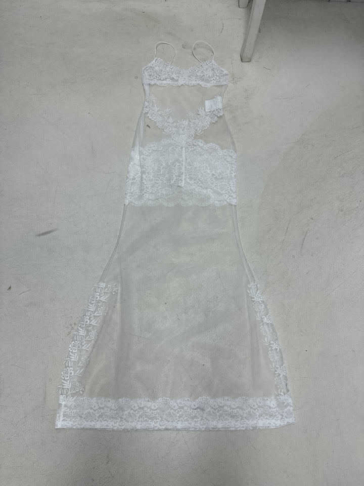 Damen Elegantes transparentes Spitzen-Nachtkleid mit verführerischen Akzenten Drune
