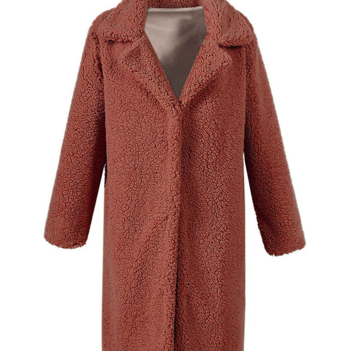Damen Flauschiger Boucle-Mantel mit elegantem Revers und weitem Schnitt Drune