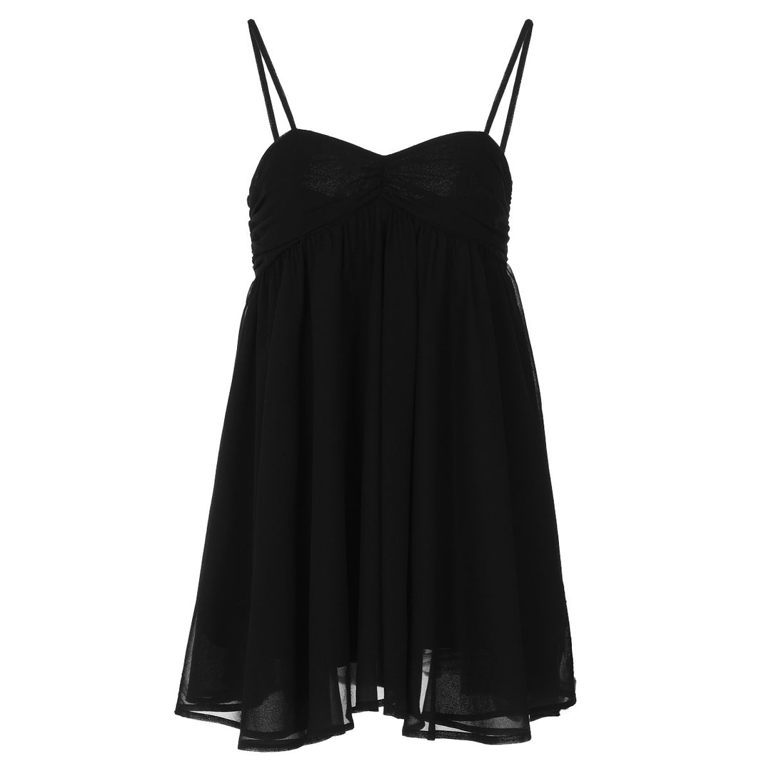 Damen Sommerliches Minikleid mit zarten Spaghettiträgern und schwingendem Rock Drune