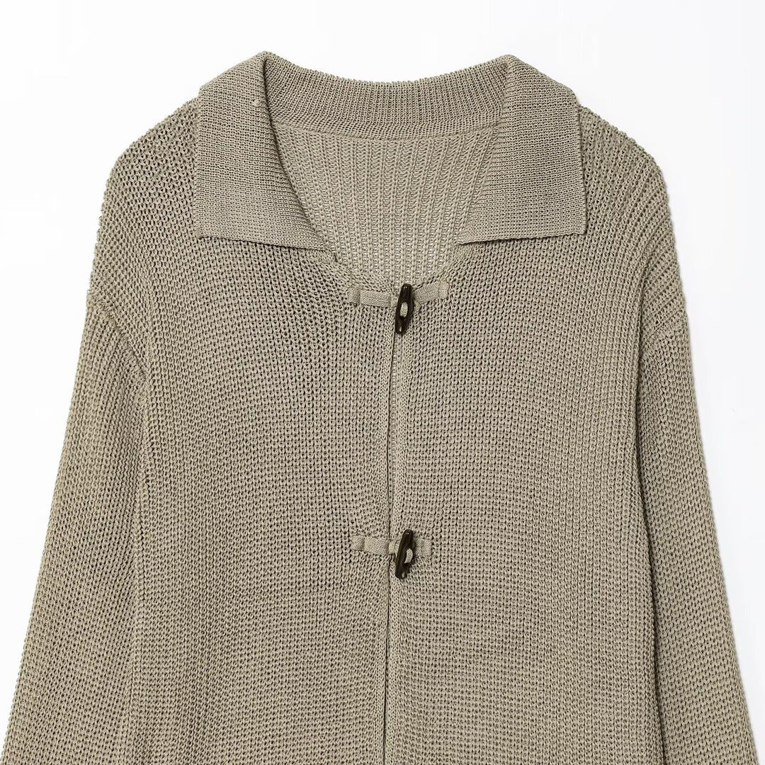 Damen leichte Strickjacke mit eleganten Knopfdetails Drune
