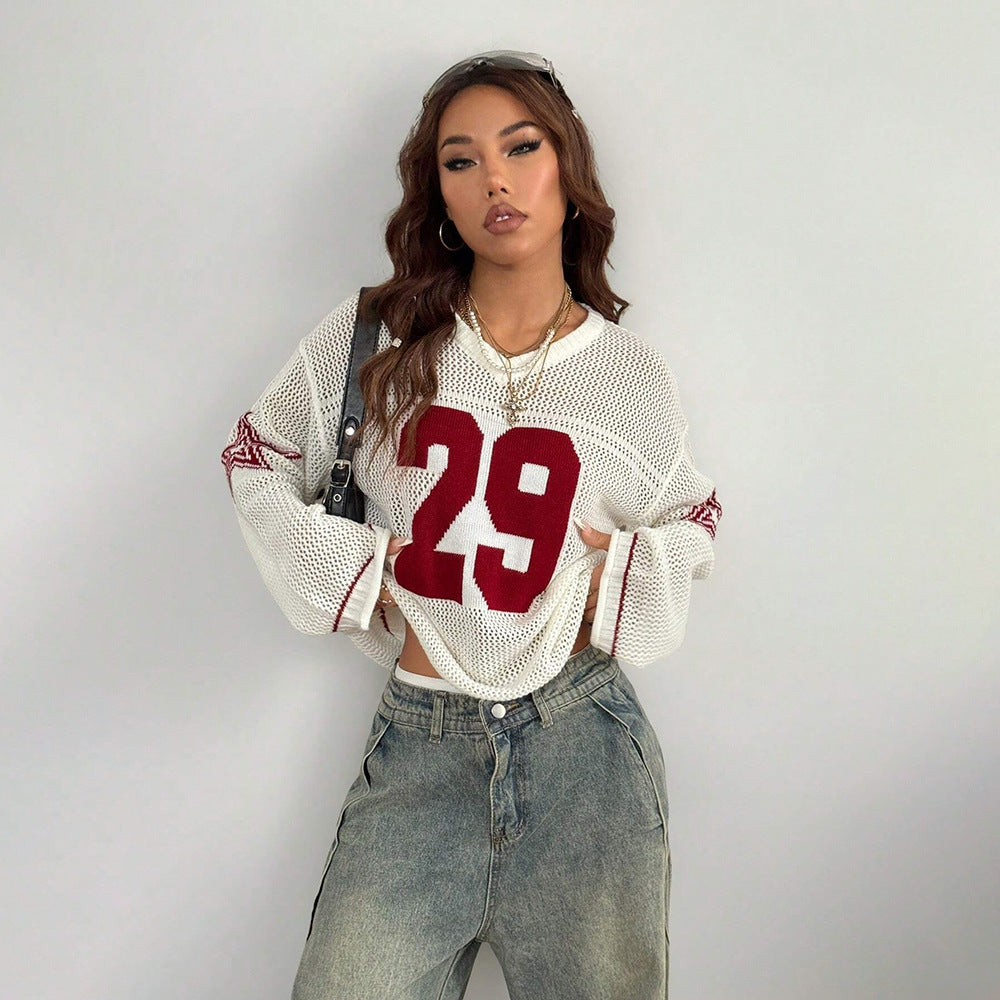 Damen Sportliches Oversized Netzoberteil mit tiefem Rückenausschnitt Drune