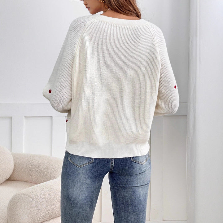 Damen Strickjacke mit Herzapplikationen und Knopfverschluss Drune