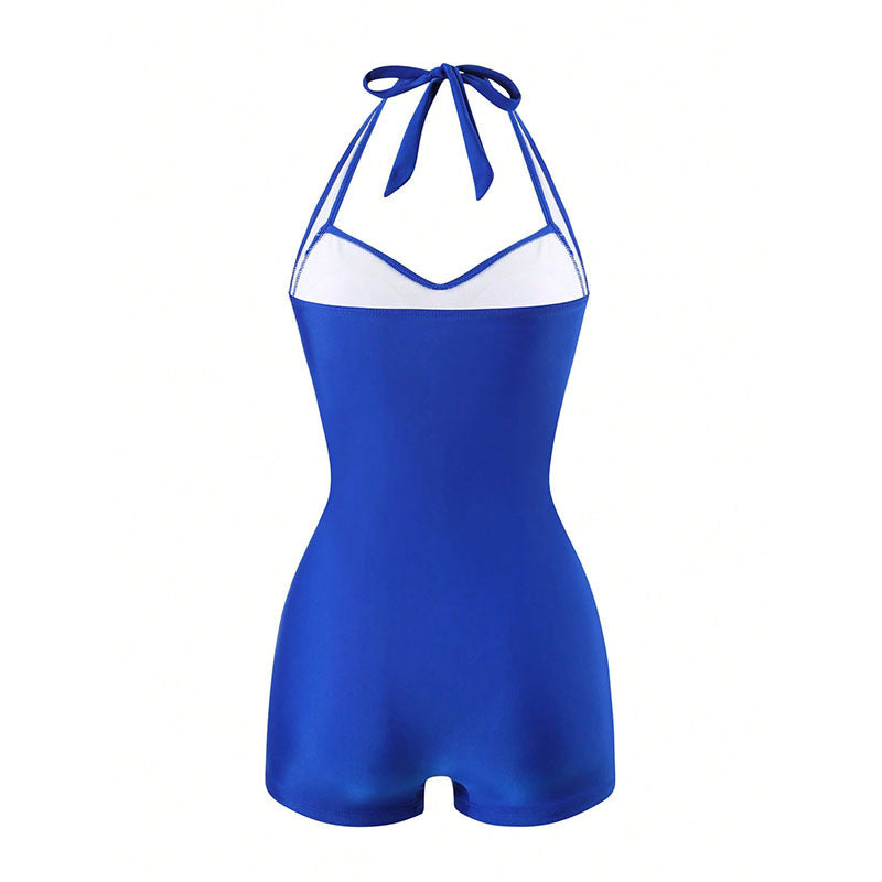 Damen Halterneck Badeanzug mit schmeichelnder Raffung Drune