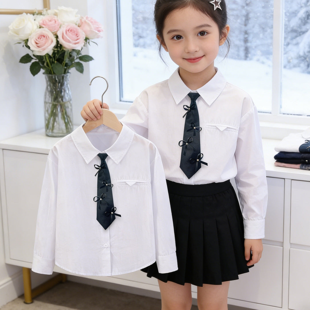 Mädchen elegante Bluse mit klassischem Kragen Drune