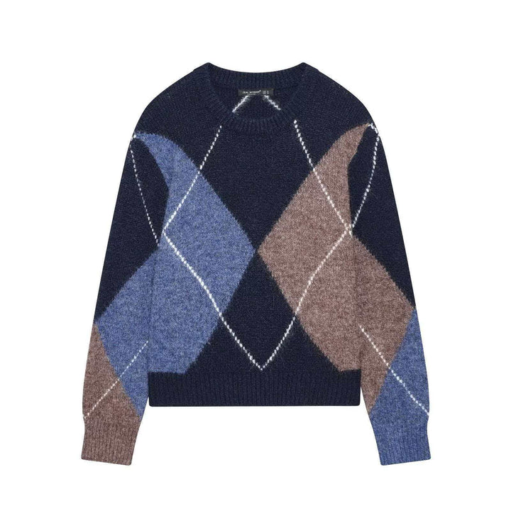 Damen Grobstrickpullover mit modernem Rautenmuster Drune