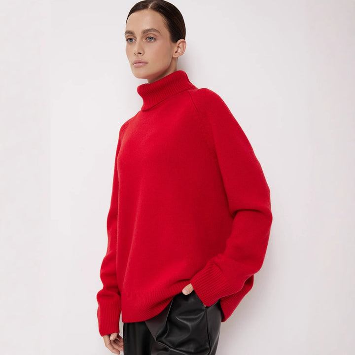 Damen Strickpullover mit hohem Kragen und lässigem Schnitt Drune