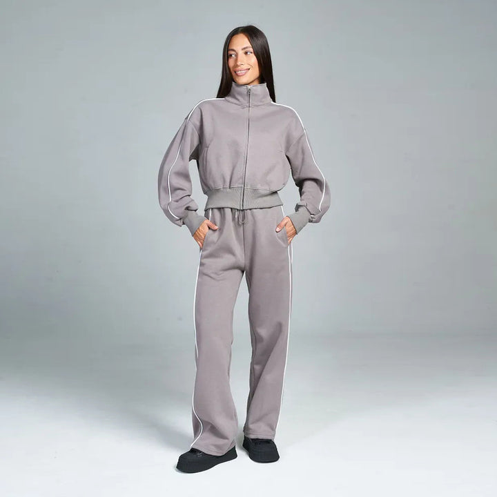 Damen Hochwertiger Sport-Loungewear-Anzug mit Stehkragen Drune