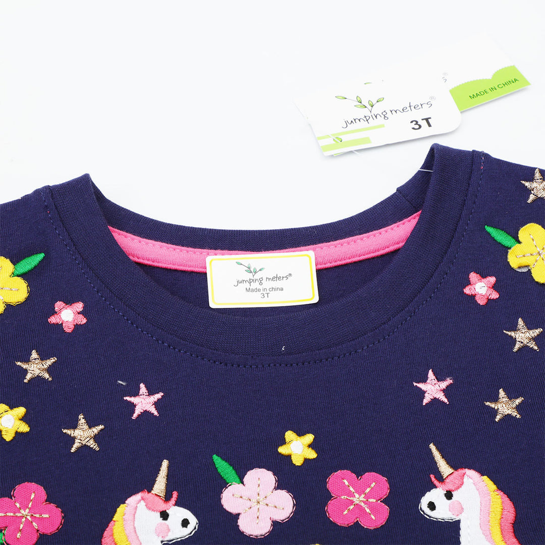 Mädchen Baumwollkleid mit zauberhaften Einhorn- und Blumendesigns Drune
