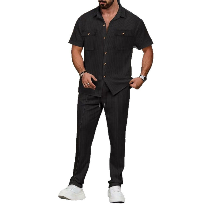 Herren modischer Freizeitanzug mit Pinstripe-Muster und praktischen Taschen Drune