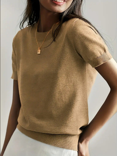 Damen Feinstrickpullover mit kurzarmiger Silhouette und weich fließendem Material Drune