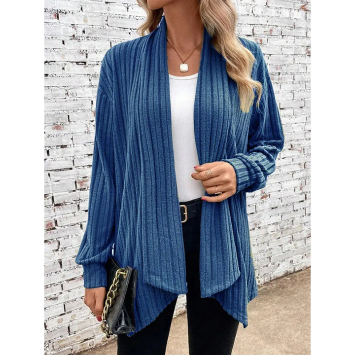 Damen Gestreifter Cardigan mit offenem Schnitt und langen Ärmeln Drune