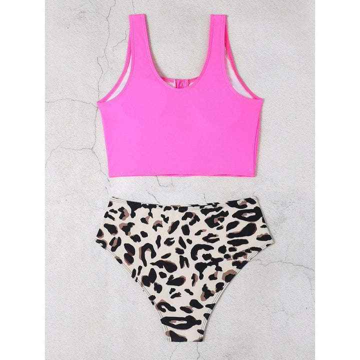 Damen Bikini-Set mit modischem Cropped-Oberteil und hoch geschnittenem Unterteil Drune