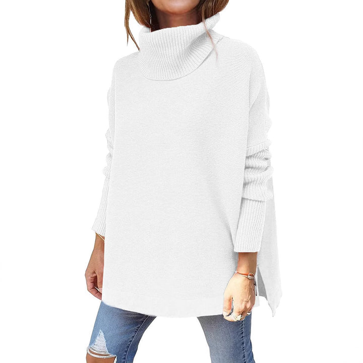 Damen Oversized Pullover mit hohem Kragen und Strickstruktur Drune