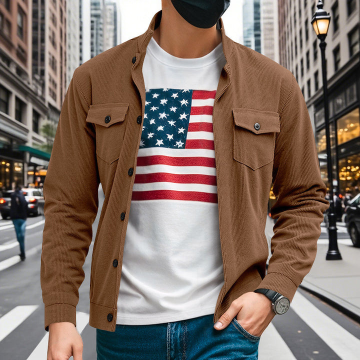 Herren lässige Oberhemdjacke mit funktionalen Taschen und strukturiertem Design Drune