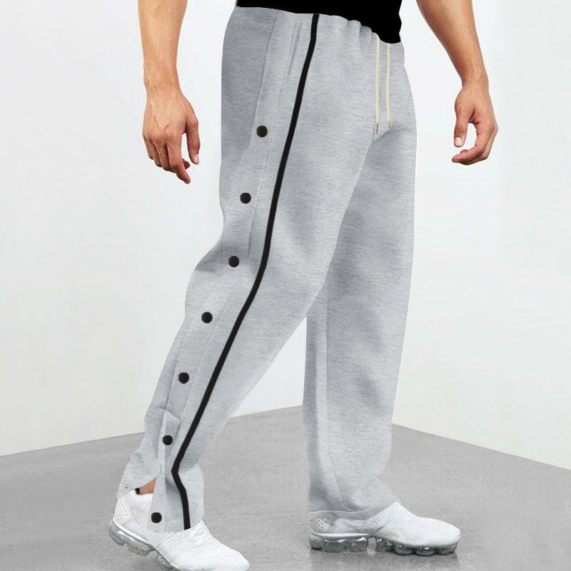 Herren nan Snap-Trackhose mit seitlichen Druckknöpfen, kontrastierendem Seitenstreifen und elastischem Kordelbund Drune