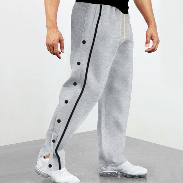 Herren nan Snap-Trackhose mit seitlichen Druckknöpfen, kontrastierendem Seitenstreifen und elastischem Kordelbund Drune