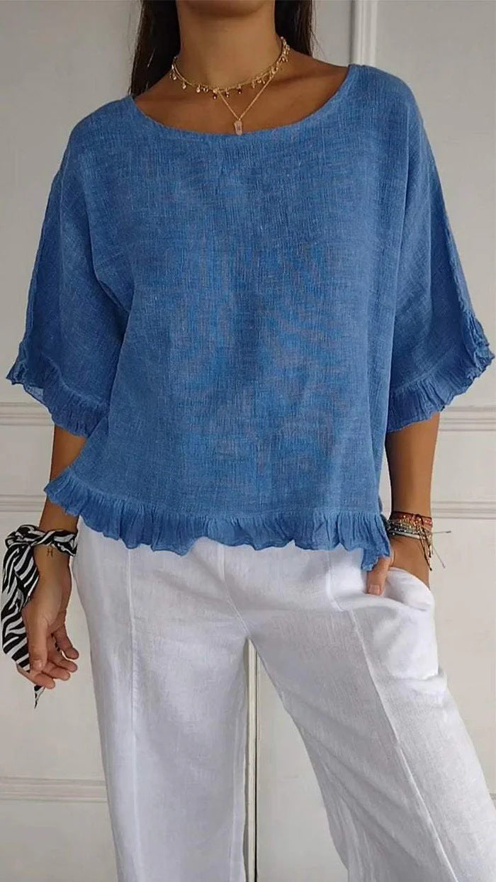 Damen Leichtes Shirt mit Fransen Drune