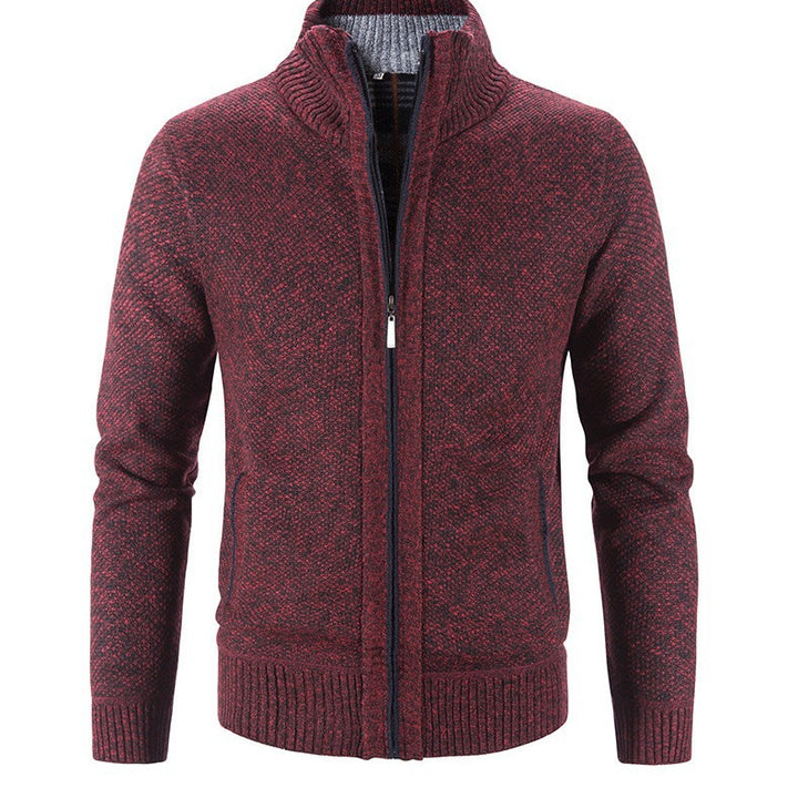 Herren Strickjacke mit strukturiertem Muster und hohem Stehkragen Drune