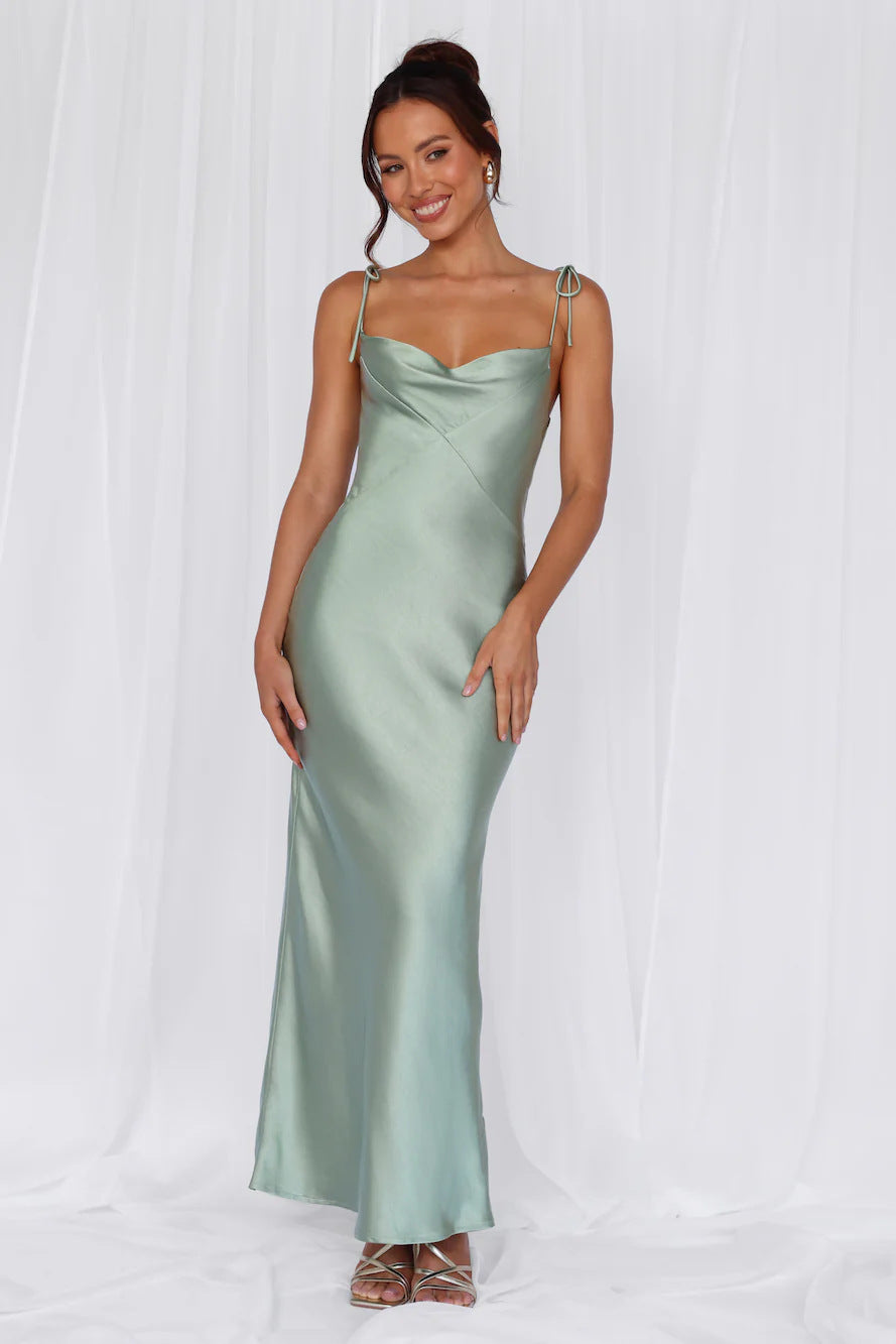 Damen Langabendkleid mit zarten Spaghettiträgern und eleganter Silhouette Drune