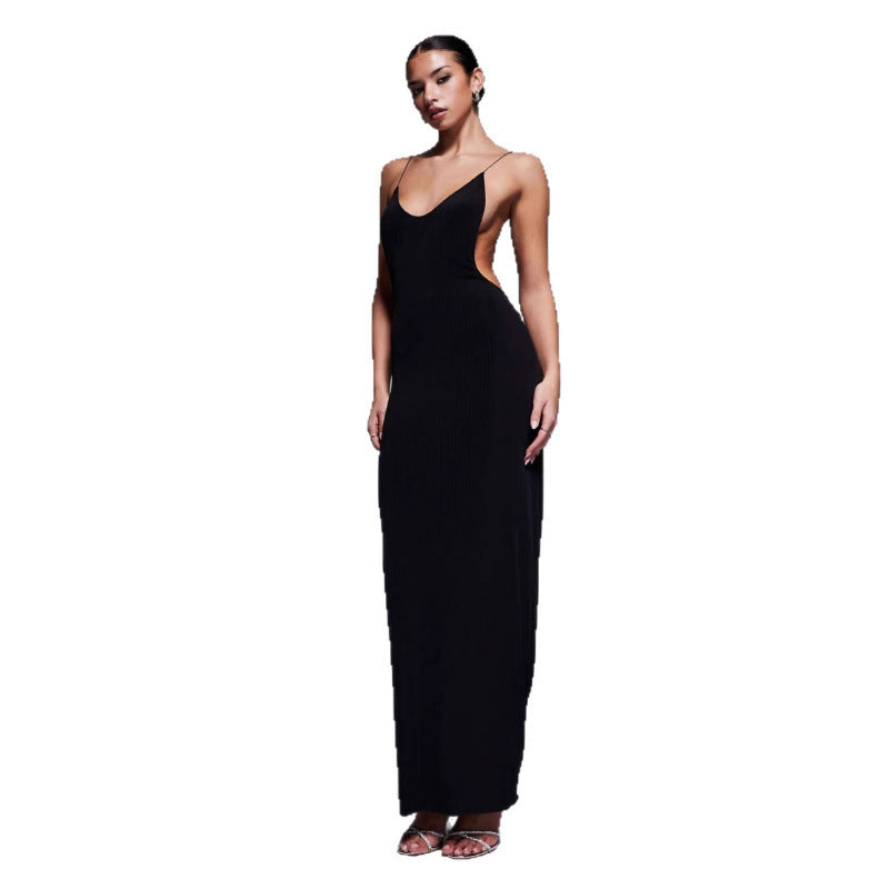 Damen Maxikleid mit tiefem V-Ausschnitt und seitlichen Cut-Outs Drune