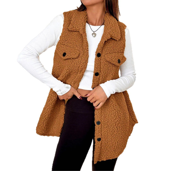 Damen Weiche Weste aus Teddystoff mit praktischen Taschen Drune