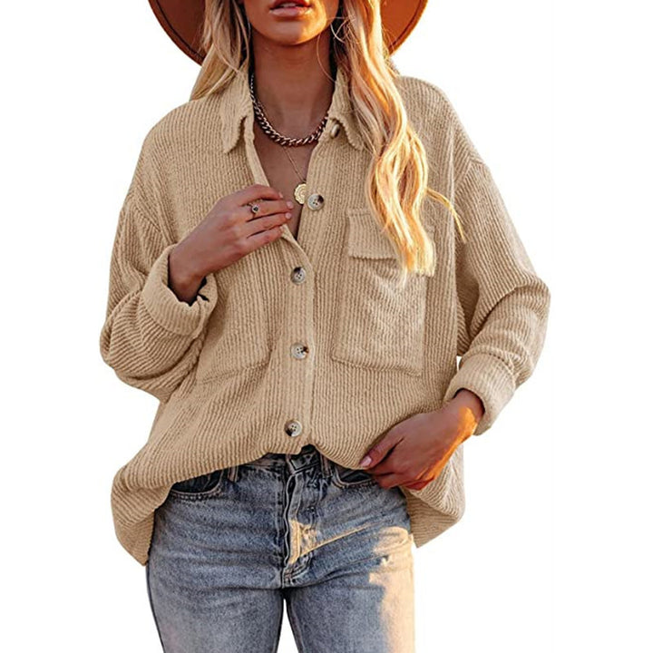 Damen lässige Overshirtjacke mit Struktur und praktischen Taschen Drune
