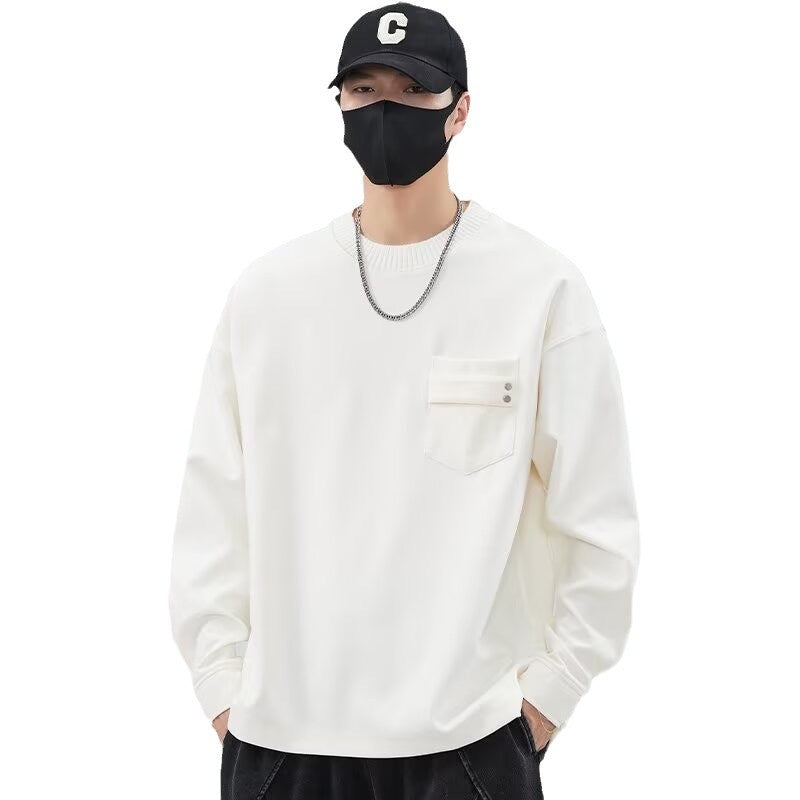 Herren lässiges Langarmshirt mit praktischer Brusttasche Drune