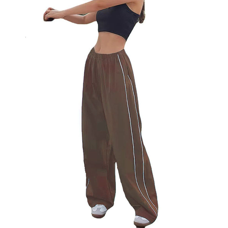 Damen Weite Satin-Hosen mit elastischem Bund Drune