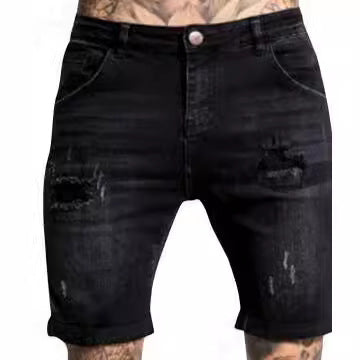 Herren Destroyed Jeansshorts Drune
