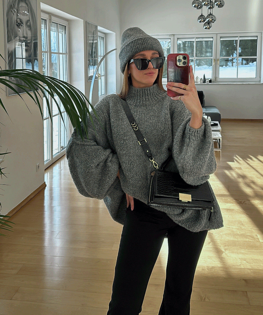 Damen Oversized Strickpullover mit weichem Material und modischen Ärmeln Drune