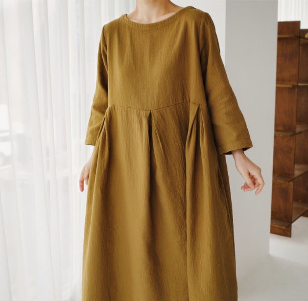 Damen lässiges Sommerkleid im A-Linien Schnitt mit 3/4 Ärmeln Drune