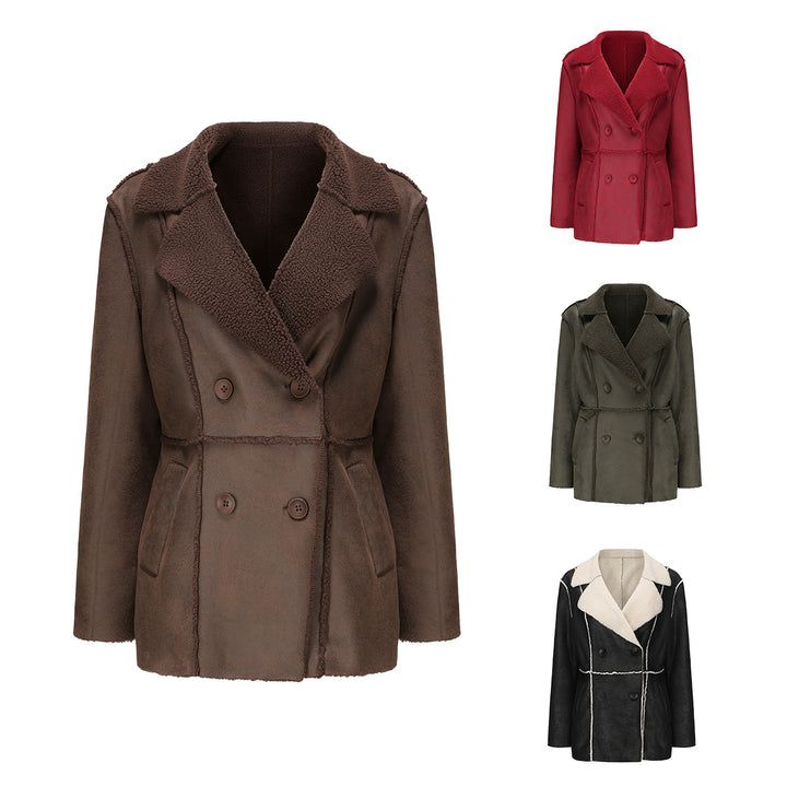 Damen modische Übergangsjacke mit kuscheligem Innenfutter und breitem Reverskragen Drune