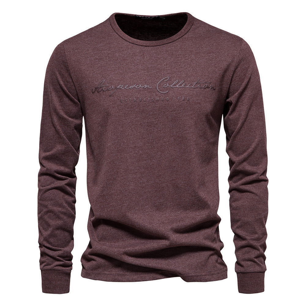 Herren nan minimalistisches Rundhals-Sweatshirt aus Baumwollmischung mit gerippten Bündchen Drune