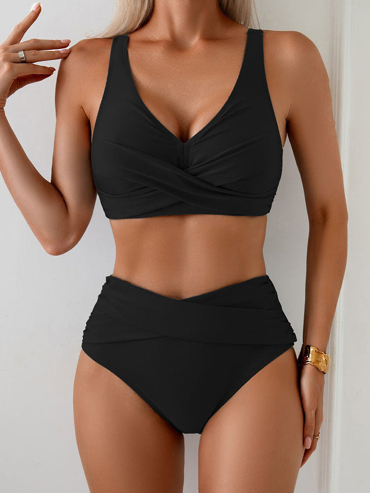 Damen Hochtailliertes Bikini-Set mit raffiniertem Wickeldesign Drune