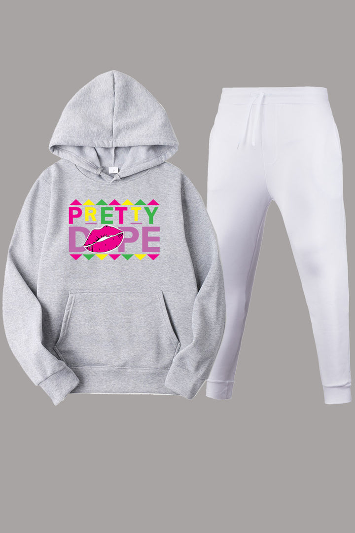 Damen Sweatpants- und Hoodie-Set mit modernem Grafiken und kreativem Aufdruck Drune