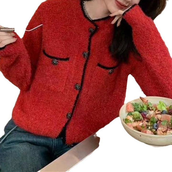 Damen Kuscheliger Cardigan mit stylischen Knopfdetails und aufgesetzten Taschen Drune