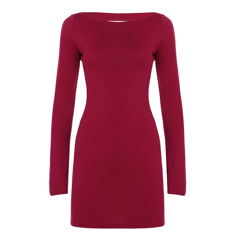 Damen nan figurbetontes Cut-Out-Minikleid mit taillierten Seiten und langen Ärmeln Drune