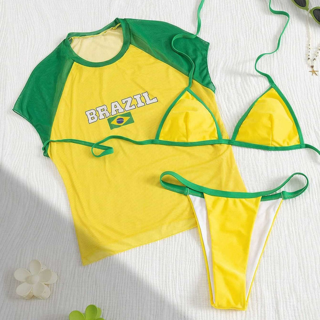 Damen sportliches Set mit modischem T-Shirt und tief geschnittenem Unterteil Drune