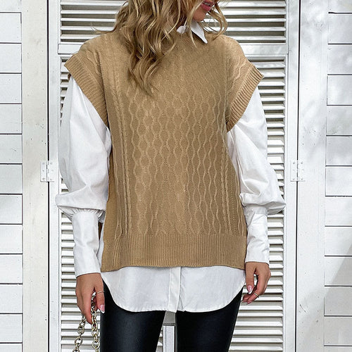 Damen Strickpullover mit hohem Kragen und offenem Schnitt Drune