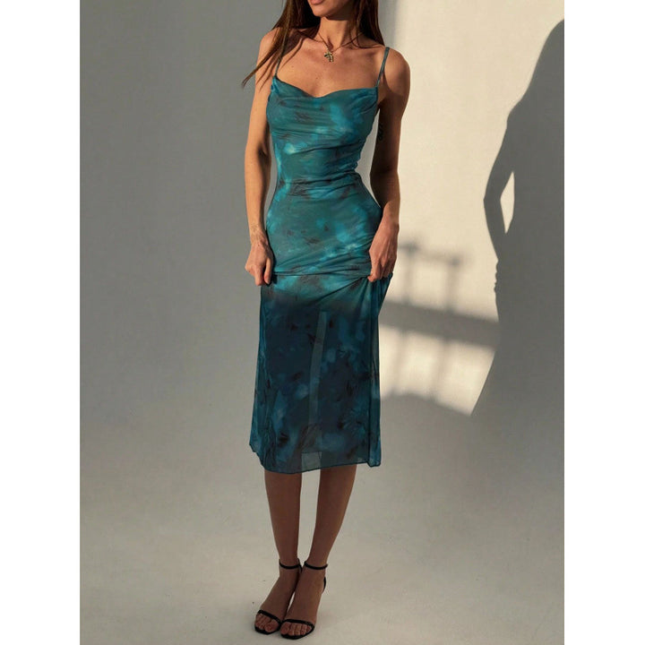 Damen Chiffon Maxikleid mit elegantem Wickeldesign und zarten Spaghettiträgern Drune