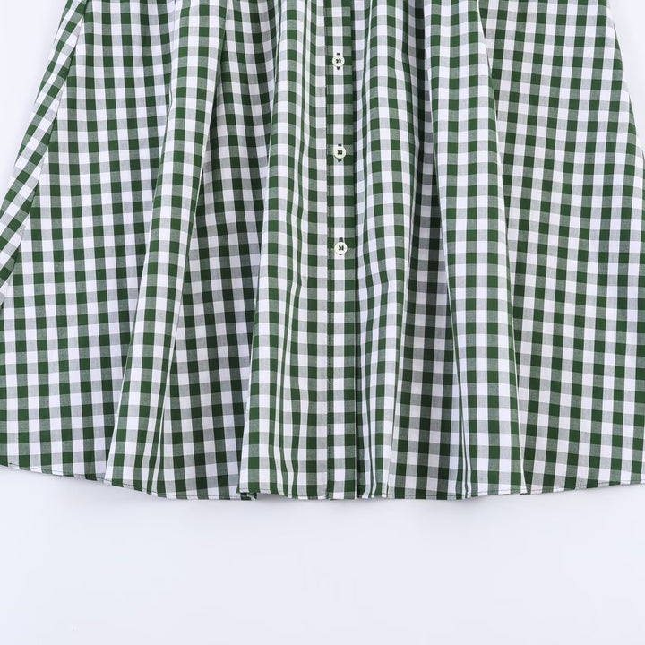 Damen Hemdblusenkleid im karierten Design mit Taillengürtel Drune